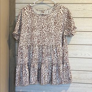 Leopard Print Ruffle Sleeve Top